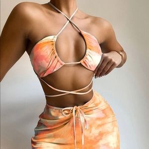 Shein 3pack Tie Dye Bikini Swimsuit With Cover Up